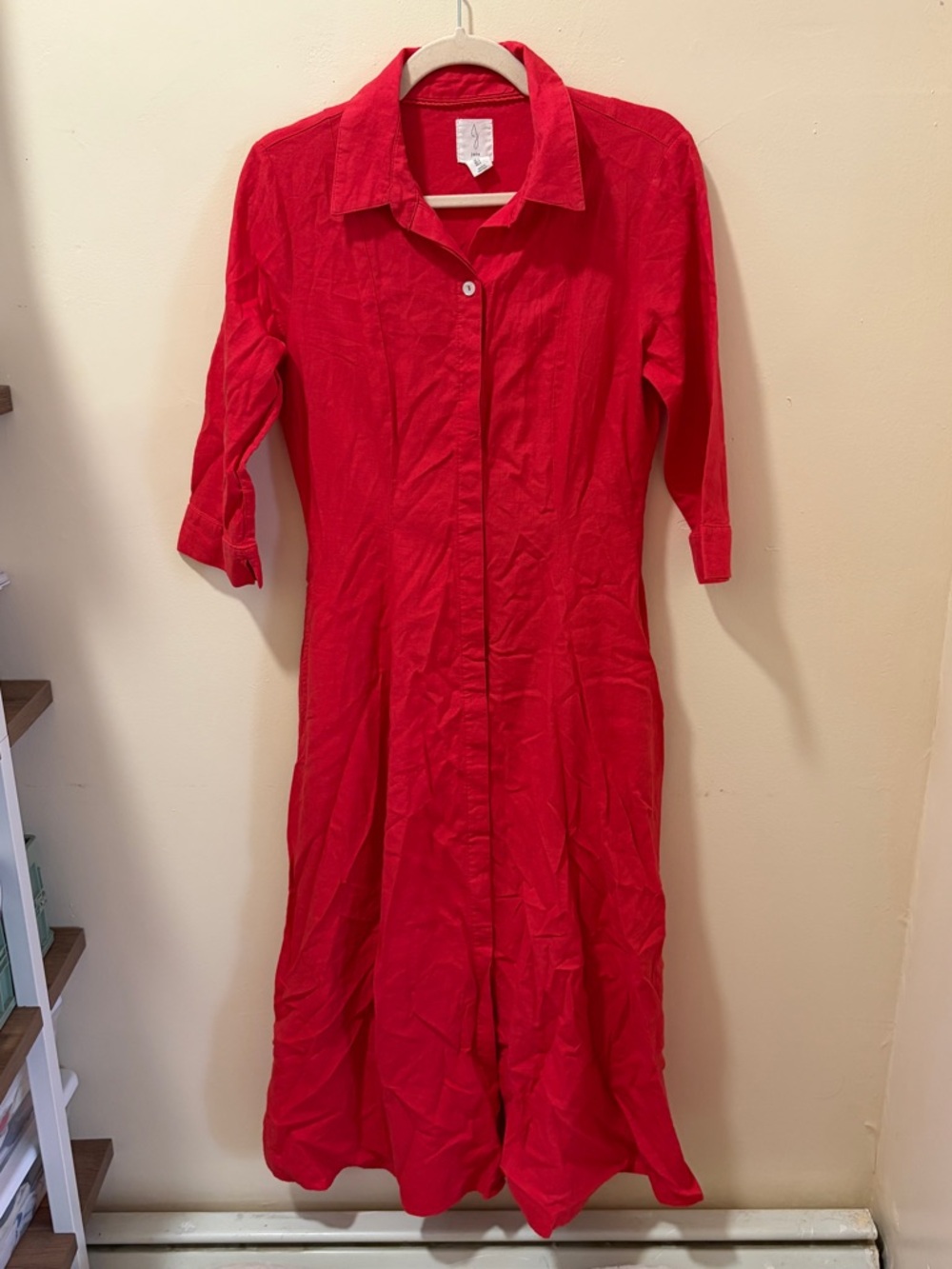 joie red linen blend midi maxi dress